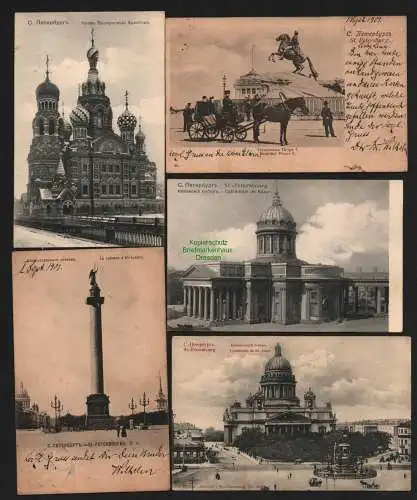 140548 5 Ansichtskarte Russland Sankt Petersburg 1901 Kirchen Kathedrale de Kazan Isaac