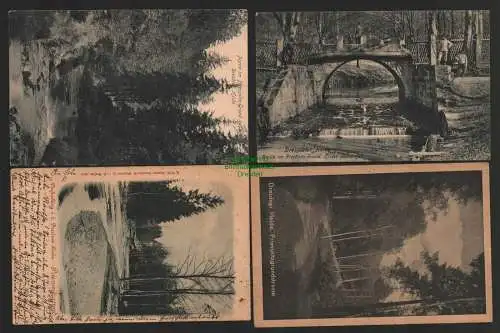 140736 4 Ansichtskarte Dresdner Heide Brücke Erster Wasserfall Prießnitz Grund 1912 1899