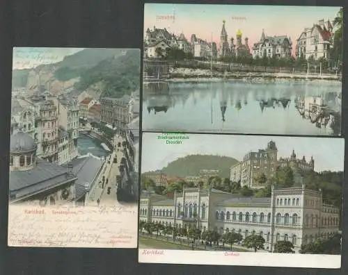 138813 3 Ansichtskarte Karlsbad Kurhaus Westend 1908 Sprudelgasse Brück & Sohn 2135 Meissen