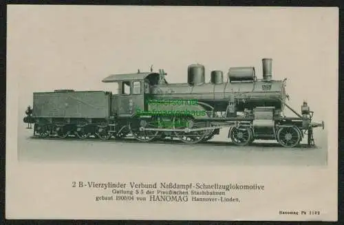 139054 AK Vierzylinder Verbund Naßdampf Schnellzuglokomotive Gattung S 5 um 1910