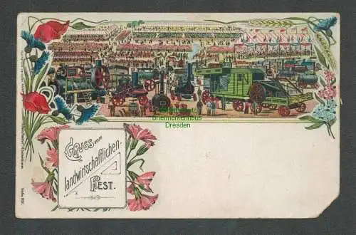 138944 AK Litho Gruss vom Landwirtschaftlichen Fest Verlag Stern Frankfurt M.