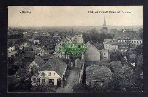 129617 AK Jüterbog 1916 Blick auf Vorstadt Damm mit Dammtor