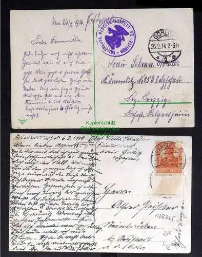 128225 2 AK Görlitz Postplatz Frauenkirche Post 1916 Feldpost Reserve Lazarett