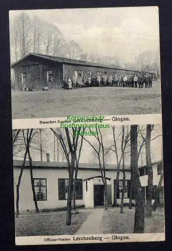 127841 AK Glogau Glogow Lerchenberg Baracken Kantine 1916 Feldpost Kasino