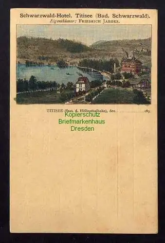 122145 AK Schwarzwald Hotel Titisee Höllenthalbahn um 1895 colorierte Federlitho