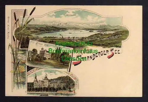 120908 AK Starnberger See Litho um 1900 Schloss Berg Leoni Totalansicht