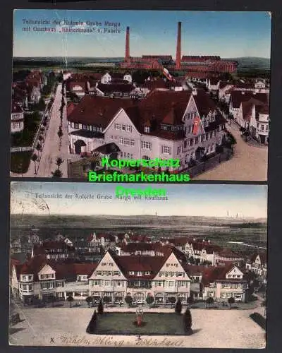 118154 2 AK Kolonie Grube MargaGasthaus Kaiserkrone Fabrik 1918 Kaufhaus