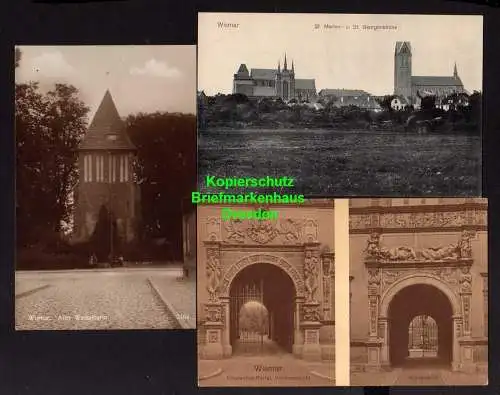 118156 3 Ansichtskarte Wismar St. Marien Kirche St. Georgenkirche u 1910 Fürstenhof Portal