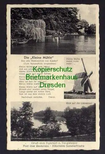 117619 Ansichtskarte Egsdorf am Teupitzsee Post Bestensee kleine Winmühle Mole Mühle um 193