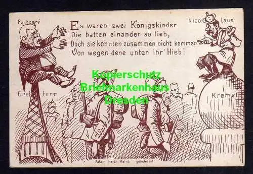 118001 Ansichtskarte Satire 1. Weltkrieg Frankreich Russland Kremel Nicolaus Poincare Eifel