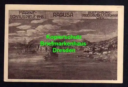 118124 Ansichtskarte Ragusa Marine Schauspiele 1918 mit Vignette