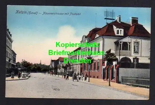 116857 Ansichtskarte Ketzin Havel Nauenerstrasse mit Postamt um 1910