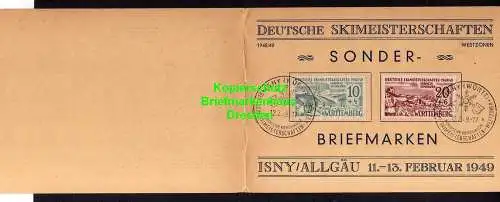 116643 Klappkarte Isny Deutsche Skimeisterschaft 1949 Württemberg 38 39