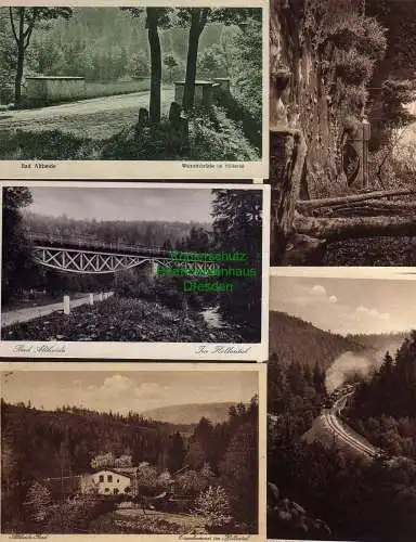 117396 10 Ansichtskarte Bad Altheide Weistritzbrücke im Höllental Eisenhammer Eisenbahn Kir