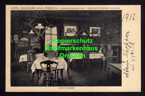 116349 AK Prenzlau Hotel Deutsches Haus 1912 Weingrosshandlung