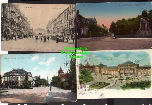 114626 4 AK Hannover Litho Ernst August Platz Bahnhof 1900 Bahnhofstrasse 1912 P