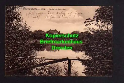 114735 Ansichtskarte Herzberg am Harz Partie am Jues See 1914