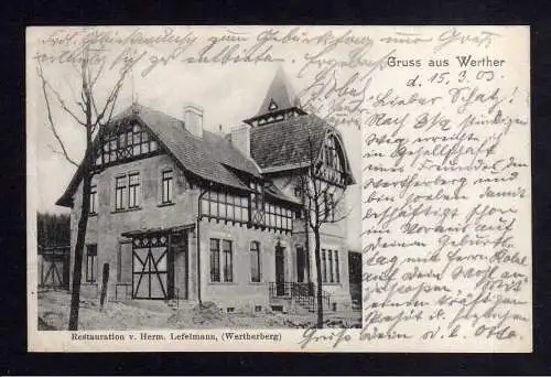 115139 Ansichtskarte Werther Westf. 1903 Restauration Herm. Lafelmann Wertherberg