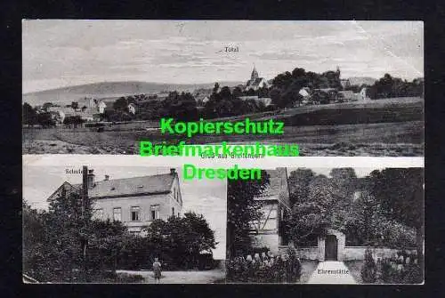 114738 Ansichtskarte Breitenborn Rochlitz 1920 Total Schule Ehrenstätte Stempel Narsdorf