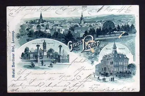 112485 Ansichtskarte Lennep Litho 1899 Kaiser Wilhelm Denkmal Rathaus