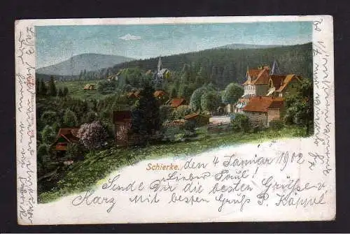 111607 AK Schierke 1902 Teilansicht mit Kirche