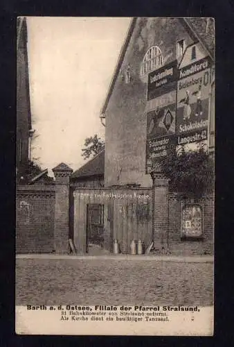 111942 Ansichtskarte Barth a. d. Ostsee Filiale der Pfarrei Stralsund Eingang zur k. Kirche