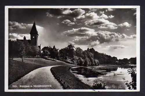 111364 Ansichtskarte Sowetsk Tilsit Ostpreußen Kreishaus Schloßmühlenteich 1933 Fotokarte