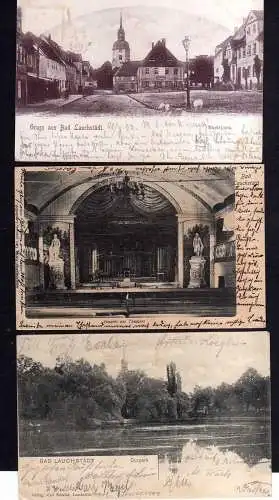 110632 3 Ansichtskarte Bad Lauchstädt Markt Kirche 1902 Inneres des Theater Curpark 1900