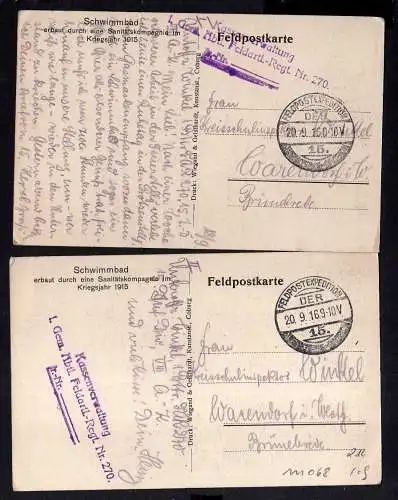 111068 2 AK Schwimmbad erbaut durch Sanitätskompagnie im Kriegsjahr 1915 Feldpos