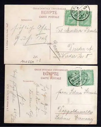 110550 2 AK Port Said 1908 Lighthouse Leuchtturm Egypte Hotel Rue du Commerce