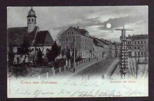 110564 AK Rabenau 1899 Marktplatz mit Kirche Mondscheinkarte