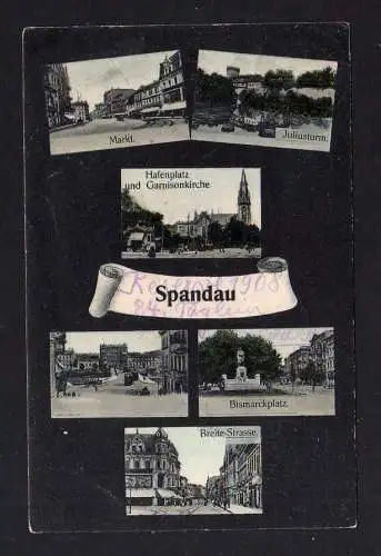 106866 Ansichtskarte Berlin Spandau 1908 Markt Juliusturm Hafenplatz garnisionskirche Bimar