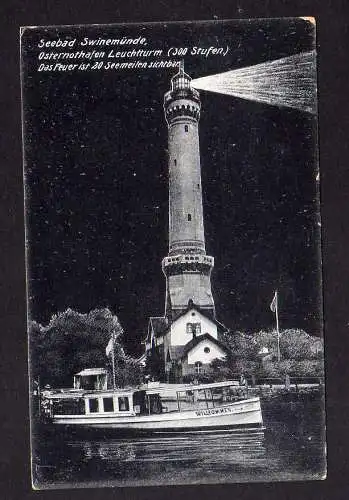 107213 Ansichtskarte Seebad Swinemünde Osternothafen Leuchtturm 1921