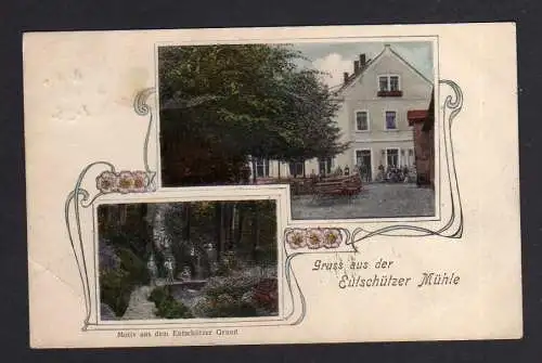 106911 Ansichtskarte Eutschützer Mühle Gasthaus Restaurant 1908 Eutschützer Grund