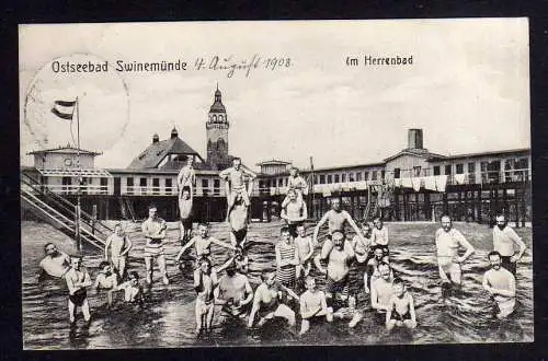 106790 Ansichtskarte Swinemünde 1908 Im Herrenbad