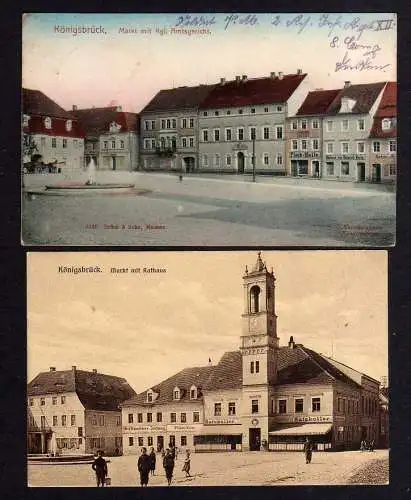 104977 2 Ansichtskarte Königsbrück Markt 1912 Fisch Halle Bäckerei Noske Gerberei Rathaus W