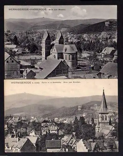 105002 2 AK Wernigerode Hasserode 1910 Kirche Partie Sennhütte Blick Brocken um