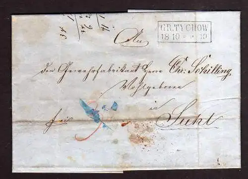 105251 Faltbrief Gr. Tychow 1864 nach Suhl