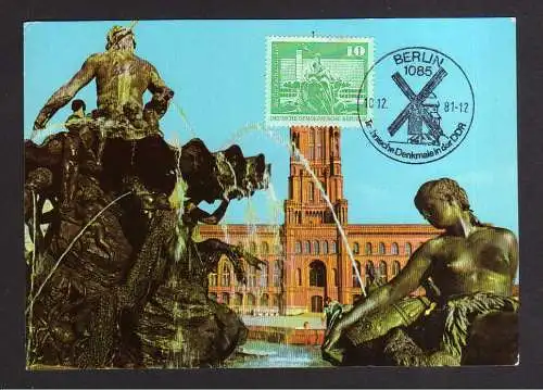 105169 Maximumkarte DDR 1973 1843 DS Aufbau Neptunbrunnen Berlin