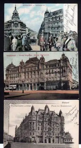 104428 3 Ansichtskarte Budapest 1901 Palais der Klassenlotterie Ungarn in Tracht Andrassy u