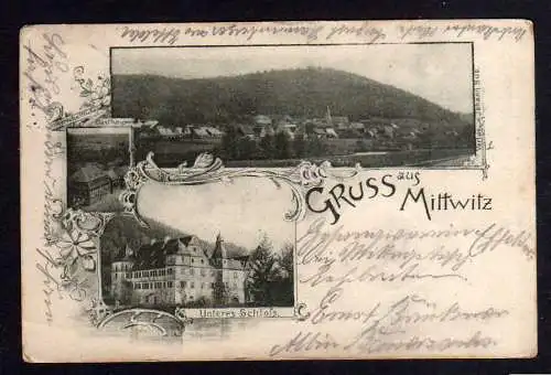 104460 Ansichtskarte Mittwitz Bayern 1902 Herrschaftliches Gasthaus Unteres Schloß