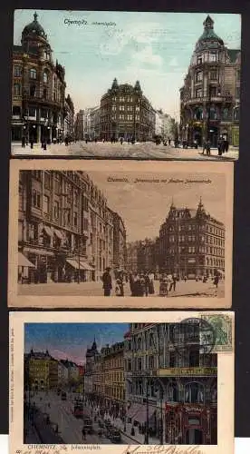 104363 3 AK Chemnitz 1906 Johannisplatz Hotel Stadt Gotha 1910 1922