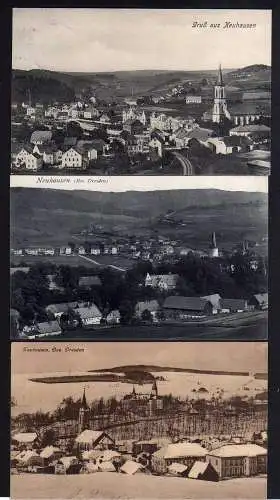 101169 3x AK Neuhausen 1907 Kirche Ort Panorama Winterbild