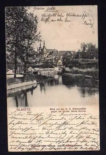 100936 Ansichtskarte Olmütz Olomouc Kirche Maria Schnee 1900 Blick v. d. K.K. Schiessstätte