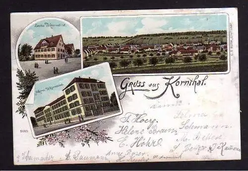 100844 Ansichtskarte Korntal Litho Höheres Töchterinstitut 1899