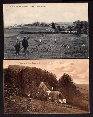 100771 2 AK Wiblingwerde 1908 Sauerland Kirche Wanderer Nordhelle