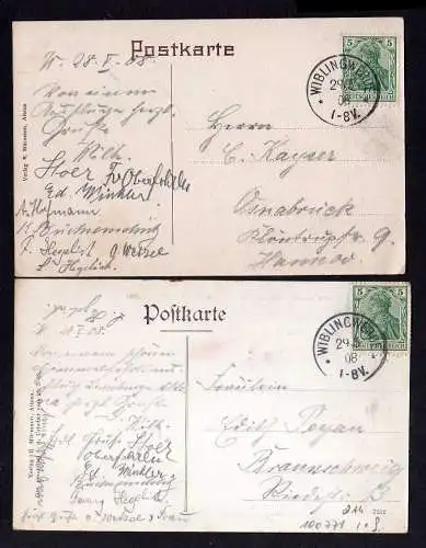 100771 2 AK Wiblingwerde 1908 Sauerland Kirche Wanderer Nordhelle