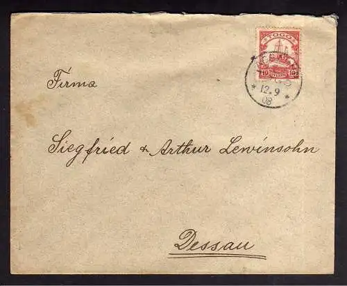 101397 Bedarfsbrief Togo Assahun 1908 an Versandhaus Lewinsohn Dessau