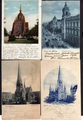 100660 4 Ansichtskarte Berlin Heilige Kreuz Kirche 1904 Trinitatuskirche Goldiner Leipziger