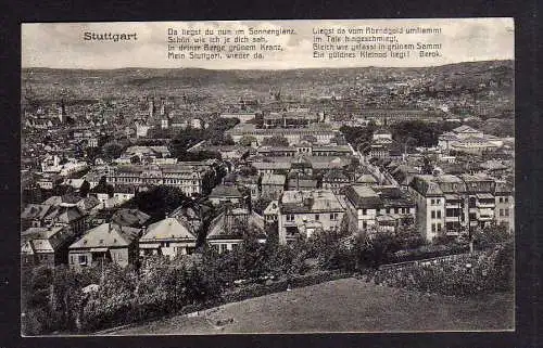 100266 AK Stuttgart Panorama 1914 Gedicht Gerok Güldnes Kleinod